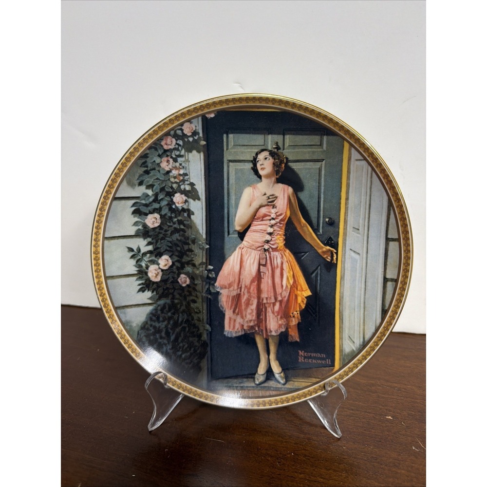 "Standing in the Doorway" Plate - Rockwell's Rediscovered Women Collection